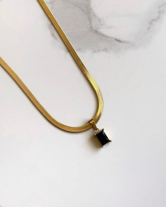 Black Crystal Charm Necklace